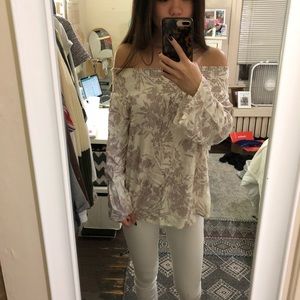 NWT O’Neill Floral beige off the shoulder top